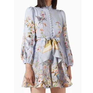 Zimmermann Rebellion Button Mini Dress in Linen